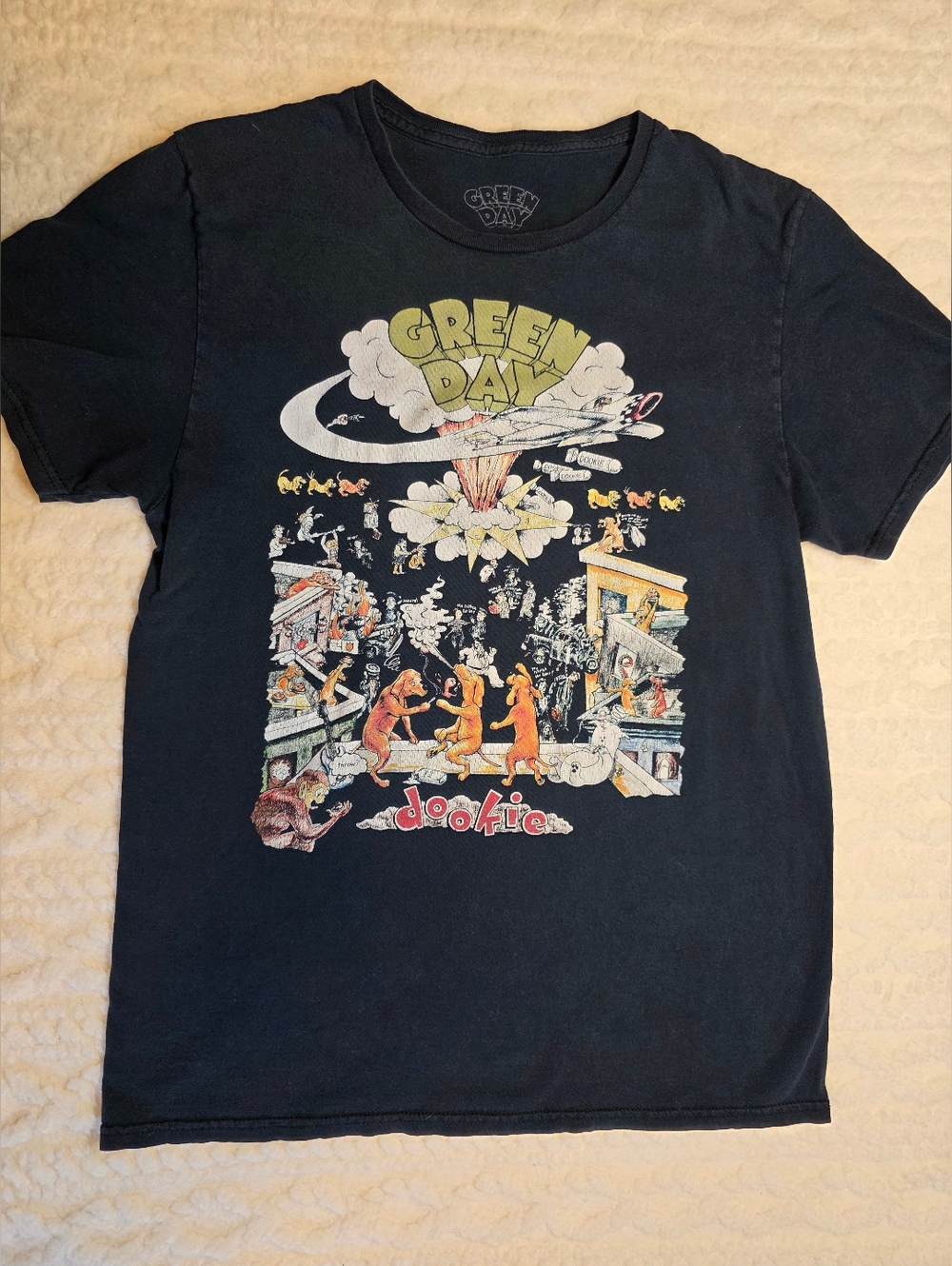 Green Day Dookie Graphic Band Tee Black T Shirt Size M